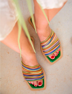 Sandalia cordones verde