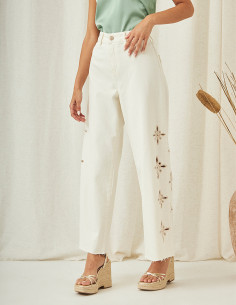 PANTALON CROP DENIM NÜD BLANCO