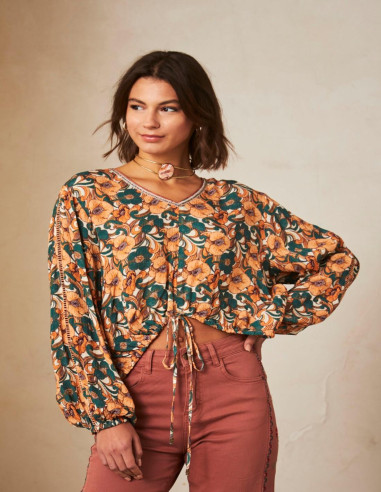 Blusa crop estampada NÜD AU.SOMARA