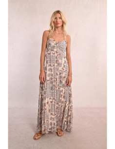 Vestido largo plisado con...