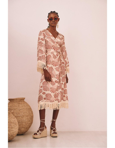 Vestido cruzado flecos NKN