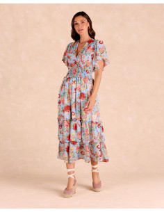 Vestido Flores Volantes...