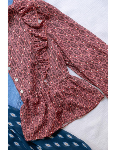 Blusa crop botones estampada MARTINA...