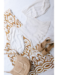 Blusa crop manga codo...