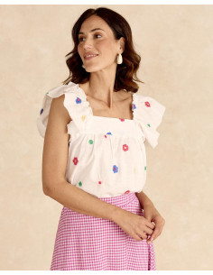 Top Bordado Flor Tilia