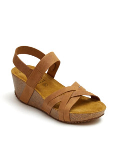 Sandalia cuña piel cuero...