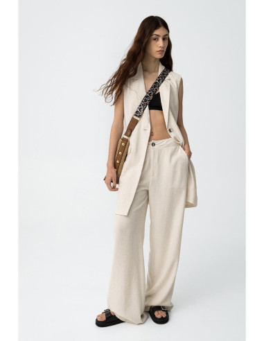 Pantalón fluido beige Tiffosi