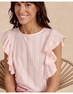 Blusa Volantes Rosa Bari