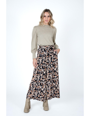 Pantalón fluido manchas negro LYLU