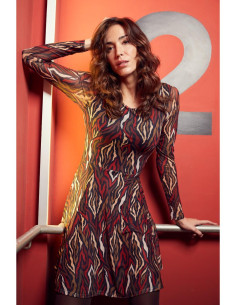 Vestido corto manga larga...