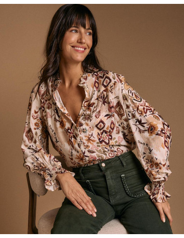 Blusa Estampada Beige