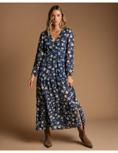 Vestido Largo Flores Marina