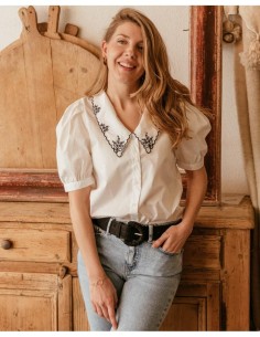 Blusa Popelín Cuello - Blanco